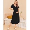 Ekouaer Nursing Nightgown Long Breastfeeding Gown Dress Maternity Pajamas(Black)