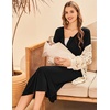 Ekouaer Nursing Nightgown Long Breastfeeding Gown Dress Maternity Pajamas(Black)