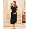 Ekouaer Nursing Nightgown Long Breastfeeding Gown Dress Maternity Pajamas(Black)