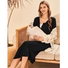 Ekouaer Nursing Nightgown Long Breastfeeding Gown Dress Maternity Pajamas(Navy Blue)