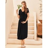 Ekouaer Nursing Nightgown Long Breastfeeding Gown Dress Maternity Pajamas(Navy Blue)