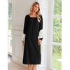 Ekouaer Women’s Cotton Nightgown Long Sleeve Sleepshirt Long Sleep Dress(Black)