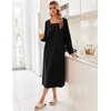 Ekouaer Women’s Cotton Nightgown Long Sleeve Sleepshirt Long Sleep Dress(Black)