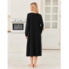 Ekouaer Women’s Cotton Nightgown Long Sleeve Sleepshirt Long Sleep Dress(Black)