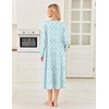 Ekouaer Women’s Cotton Nightgown Long Sleeve Sleepshirt Long Sleep Dress(Blue Floral)