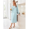 Ekouaer Women’s Cotton Nightgown Long Sleeve Sleepshirt Long Sleep Dress(Blue Floral)