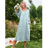 Ekouaer Women’s Cotton Nightgown Long Sleeve Sleepshirt Long Sleep Dress(Blue Floral)
