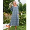 Ekouaer Women’s Cotton Nightgown Long Sleeve Sleepshirt Long Sleep Dress(Blue With White Flowers)