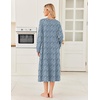 Ekouaer Women’s Cotton Nightgown Long Sleeve Sleepshirt Long Sleep Dress(Blue With White Flowers)