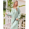 Ekouaer Women’s Cotton Nightgown Long Sleeve Sleepshirt Long Sleep Dress(Green Floral)