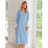 Ekouaer Women’s Cotton Nightgown Long Sleeve Sleepshirt Long Sleep Dress(Light Blue)