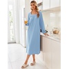 Ekouaer Women’s Cotton Nightgown Long Sleeve Sleepshirt Long Sleep Dress(Light Blue)