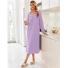 Ekouaer Women’s Cotton Nightgown Long Sleeve Sleepshirt Long Sleep Dress(Light Purple)
