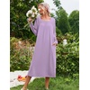 Ekouaer Women’s Cotton Nightgown Long Sleeve Sleepshirt Long Sleep Dress(Light Purple)