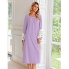 Ekouaer Women’s Cotton Nightgown Long Sleeve Sleepshirt Long Sleep Dress(Light Purple)