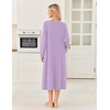 Ekouaer Women’s Cotton Nightgown Long Sleeve Sleepshirt Long Sleep Dress(Light Purple)