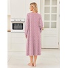 Ekouaer Women’s Cotton Nightgown Long Sleeve Sleepshirt Long Sleep Dress(Pink Floral)