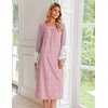 Ekouaer Women’s Cotton Nightgown Long Sleeve Sleepshirt Long Sleep Dress(Pink Floral)