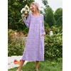 Ekouaer Women’s Cotton Nightgown Long Sleeve Sleepshirt Long Sleep Dress(Purple Floral)