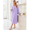 Ekouaer Women’s Cotton Nightgown Long Sleeve Sleepshirt Long Sleep Dress(Purple Floral)