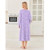 Ekouaer Women’s Cotton Nightgown Long Sleeve Sleepshirt Long Sleep Dress(Purple Floral)