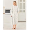 Ekouaer Women’s Cotton Nightgown Long Sleeve Sleepshirt Long Sleep Dress(White Floral)