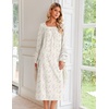 Ekouaer Women’s Cotton Nightgown Long Sleeve Sleepshirt Long Sleep Dress(White Floral)