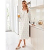 Ekouaer Women’s Cotton Nightgown Long Sleeve Sleepshirt Long Sleep Dress(White Floral)