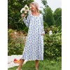 Ekouaer Women’s Cotton Nightgown Long Sleeve Sleepshirt Long Sleep Dress(White With Blue Flowers)