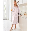 Ekouaer Women’s Cotton Nightgown Long Sleeve Sleepshirt Long Sleep Dress(White With Pink Flowers)