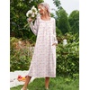 Ekouaer Women’s Cotton Nightgown Long Sleeve Sleepshirt Long Sleep Dress(White With Pink Flowers)