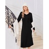 Ekouaer Women’s Long Sleeve Nightgown Long Sleepshirt Pleated Sleep Dress(Black)