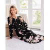 Ekouaer Women’s Long Sleeve Nightgown Long Sleepshirt Pleated Sleep Dress(Black Begonia)