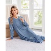 Ekouaer Women’s Long Sleeve Nightgown Long Sleepshirt Pleated Sleep Dress(Blue Floral)