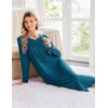 Ekouaer Women’s Long Sleeve Nightgown Long Sleepshirt Pleated Sleep Dress(Blue Green)