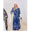 Ekouaer Women’s Long Sleeve Nightgown Long Sleepshirt Pleated Sleep Dress(Floral Navy)