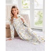 Ekouaer Women’s Long Sleeve Nightgown Long Sleepshirt Pleated Sleep Dress(Flower White)