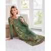 Ekouaer Women’s Long Sleeve Nightgown Long Sleepshirt Pleated Sleep Dress(Green Floral)