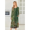 Ekouaer Women’s Long Sleeve Nightgown Long Sleepshirt Pleated Sleep Dress(Green Floral)