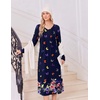 Ekouaer Women’s Long Sleeve Nightgown Long Sleepshirt Pleated Sleep Dress(Navy Blue Butterfly)
