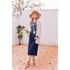 Ekouaer Women’s Long Sleeve Nightgown Long Sleepshirt Pleated Sleep Dress(Navy Blue Flower)