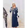Ekouaer Women’s Long Sleeve Nightgown Long Sleepshirt Pleated Sleep Dress(Navy Blue Flower)