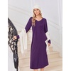 Ekouaer Women’s Long Sleeve Nightgown Long Sleepshirt Pleated Sleep Dress(Purple)