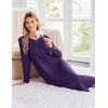 Ekouaer Women’s Long Sleeve Nightgown Long Sleepshirt Pleated Sleep Dress(Purple)