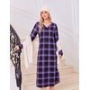 Ekouaer Women’s Long Sleeve Nightgown Long Sleepshirt Pleated Sleep Dress(Purple Black Plaid)