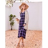 Ekouaer Women’s Long Sleeve Nightgown Long Sleepshirt Pleated Sleep Dress(Purple Black Plaid)