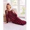 Ekouaer Women’s Long Sleeve Nightgown Long Sleepshirt Pleated Sleep Dress(Red Black Plaid)