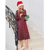 Ekouaer Womens Long Sleeve Nightgowns Christmas Nightgown Henley House Coat(Apple Red Plaid)