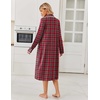 Ekouaer Womens Long Sleeve Nightgowns Christmas Nightgown Henley House Coat(Apple Red Plaid)