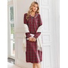Ekouaer Womens Long Sleeve Nightgowns Christmas Nightgown Henley House Coat(Apple Red Plaid)